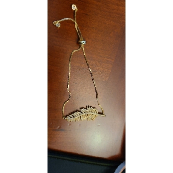 GOLD colored Adjustable shaped Bracelet with Rhinestones NWT - Picture 2 of 2